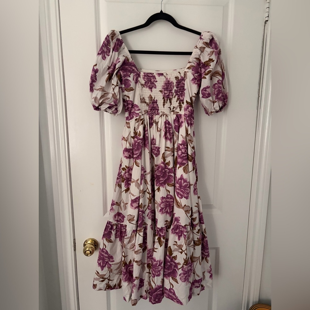 Abercrombie & Fitch Emerson Poplin Puff Sleeve Midi Dress in a floral print XSP - Picture 11 of 12